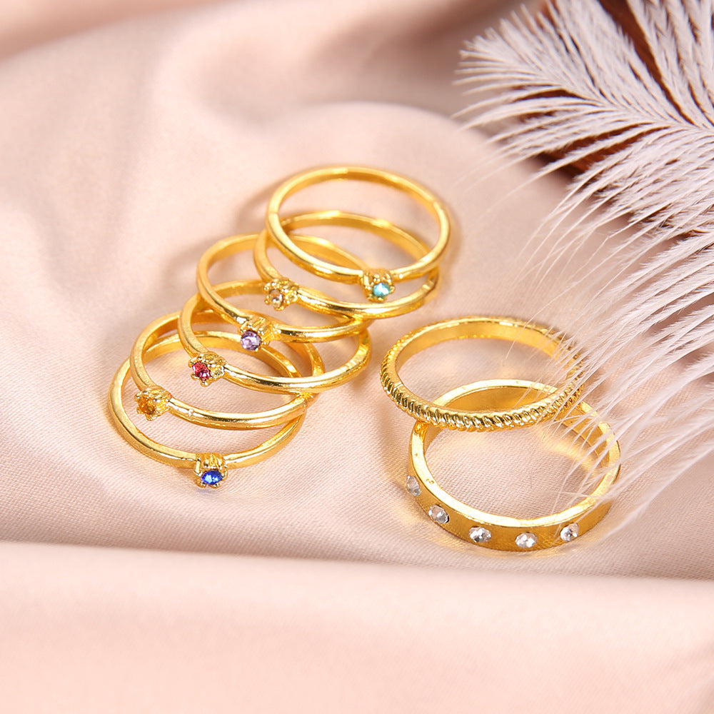 Alloy Geometric Ring With Artificial Gemstones Fashion Jewelry Electroplated Finish European Design Ring Sku2017