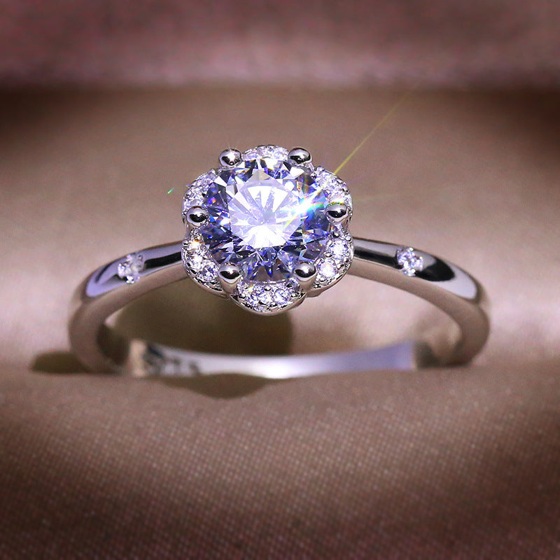 Simulated Diamond One Carat Ring For Women Classic Solitaire Jewelry Elegant Gift For Her With Comfortable Fit