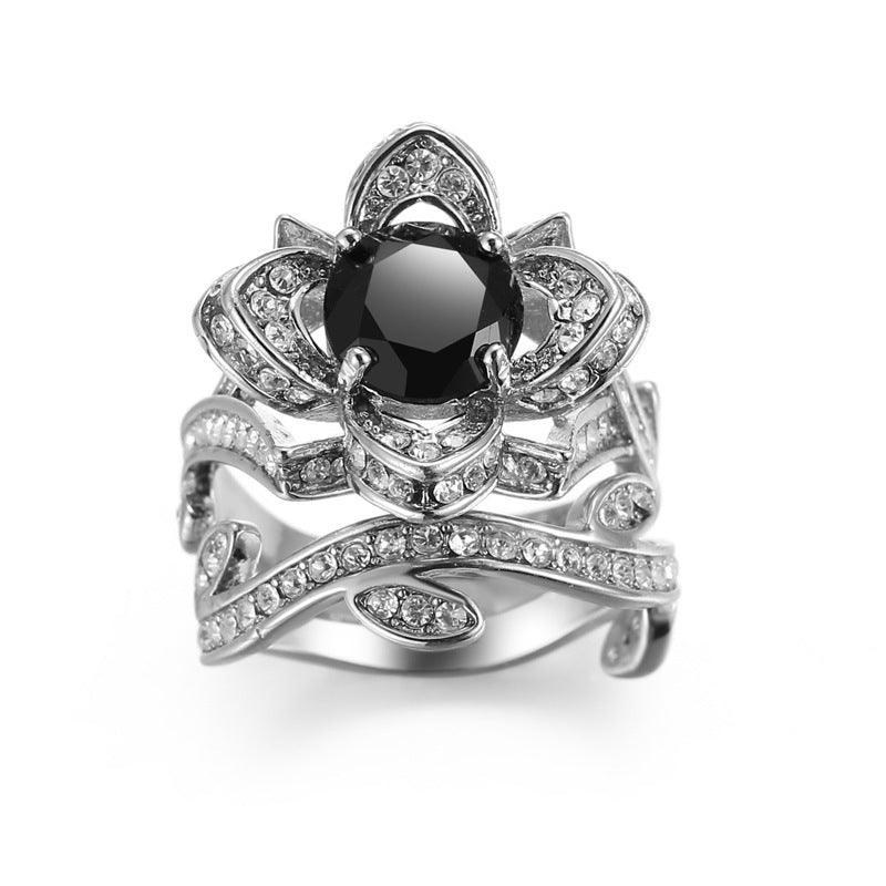 Rose Flower Zircon Ring Copper Rhinestone Jewelry Dainty Elegant Accessory Gift For Her Anniversary Collection