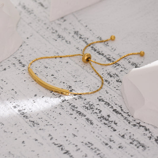 Womens Adjustable Geometric Alloy Bracelet Gold Tone With Letter Design For Everyday Wear Gift For Special Day