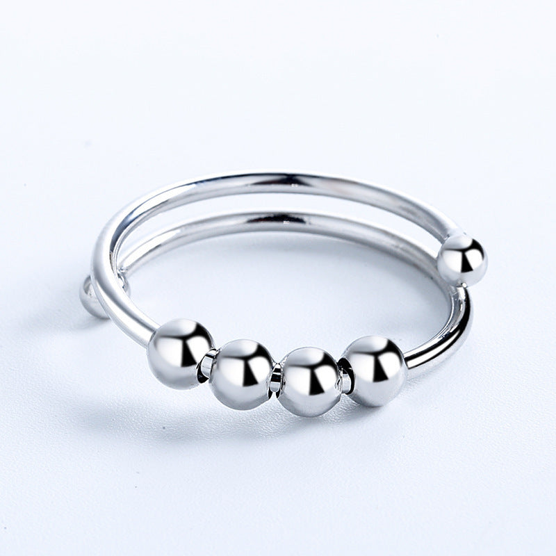 Geometric Beaded Alloy Rings Adjustable Opening For Women And Men Elegant Simple Design Individually Packed Employee