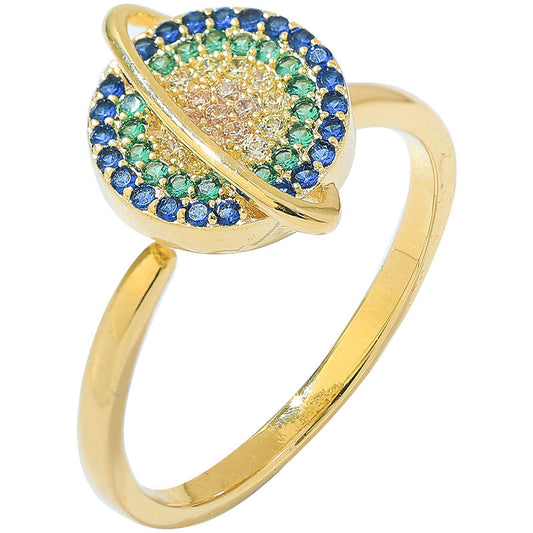 Gold Plated Rotating Diamond Ring For Women Japanese And Korean Style Elegant Fashion Jewelry Ring For Daily Wear