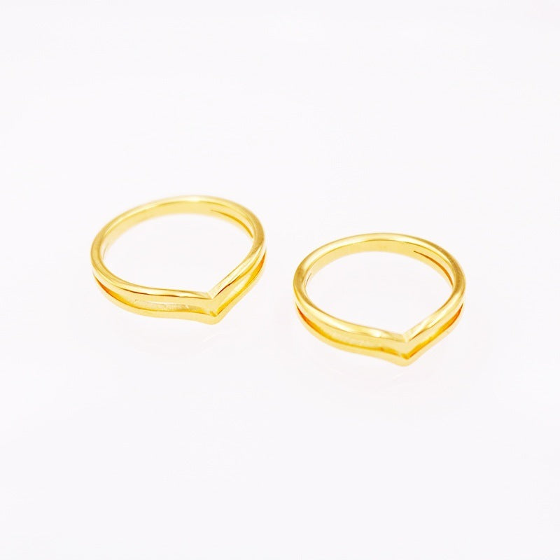 Unisex Titanium Steel Ring Irregular Wave Design Heart Glossy Electroplated Finish Band Ring for Men and Women Fashion Jewelry Statement Ring