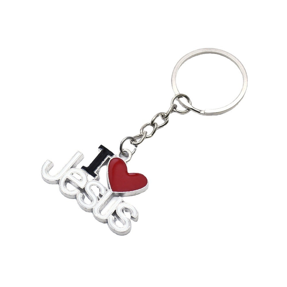 Metal Keychain Silver And Gold Love Cross Pendant With Key Ring Decoration For Organization Ideal Gift For All