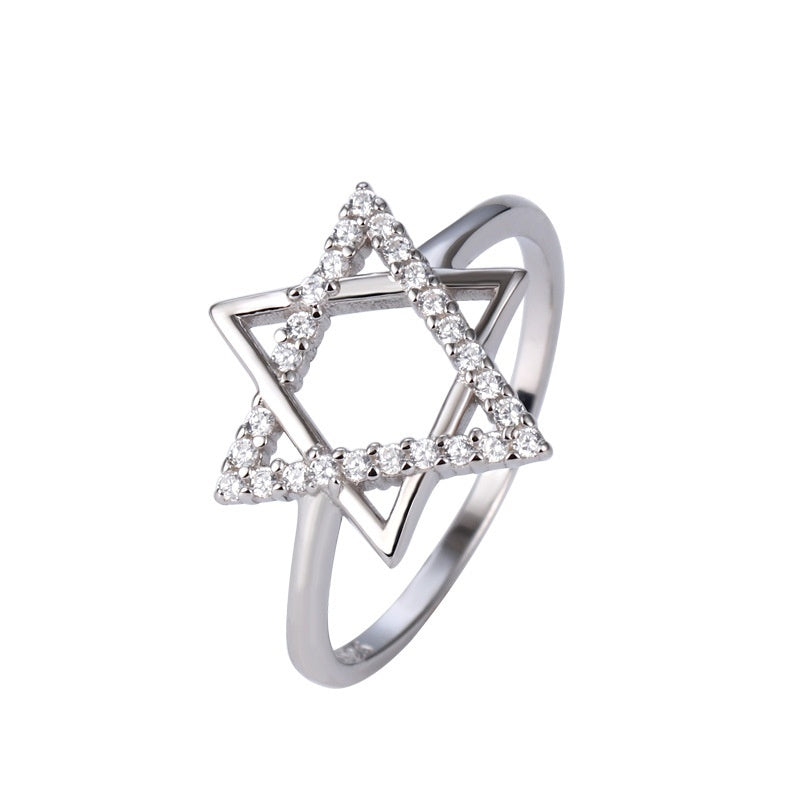 Women Sterling Silver Ring Hexagonal Design With Dotted Details Fashionable Elegant Band Ring For Women Classy