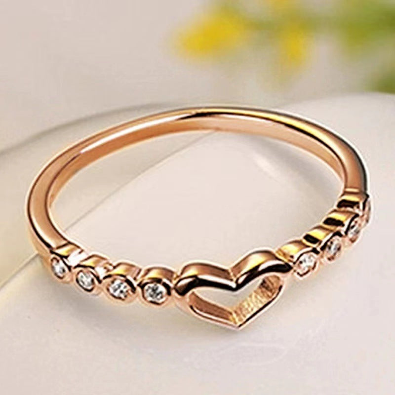 Womens Hollowed Heart Ring Electroplated Alloy Fashion Jewelry Elegant Durable Versatile Gift For Her And Everyday Style