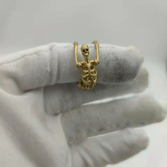 Mens Womens Pure Copper Ring Personality Skull Design Fashion Geometry Ring Gold Color Statement Ring for Men and Women Skull Jewelry