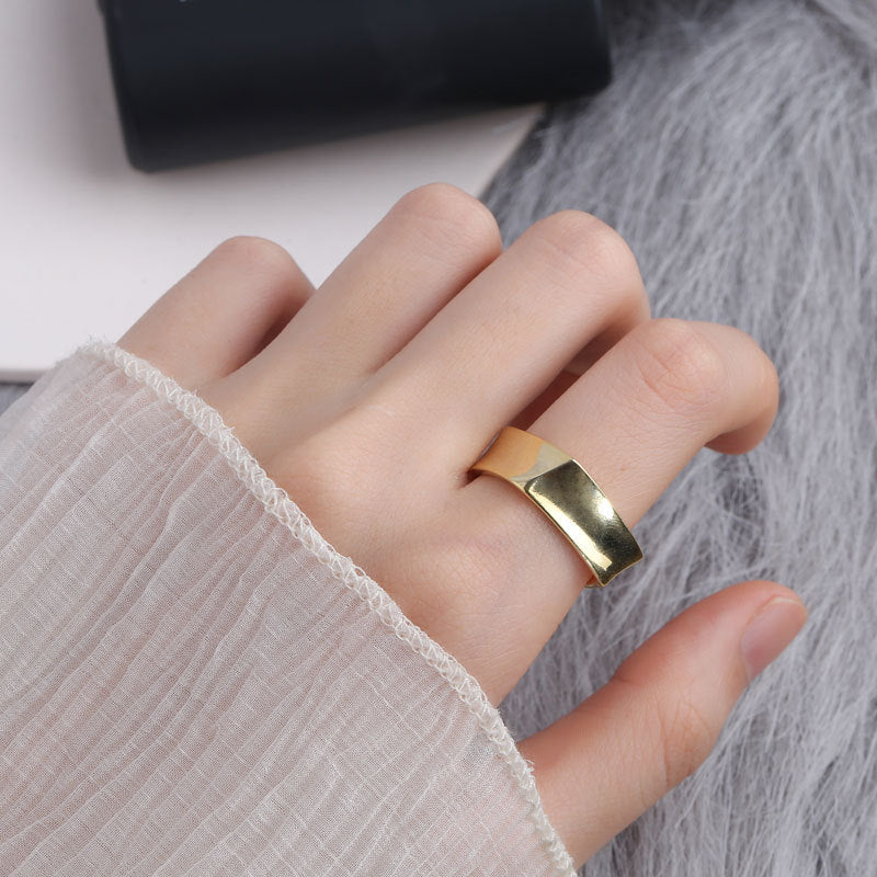 Geometric Square Ring Adjustable Opening Copper Fashion Jewelry Gold Finish Or Platinum Gold Finish Rings Ring
