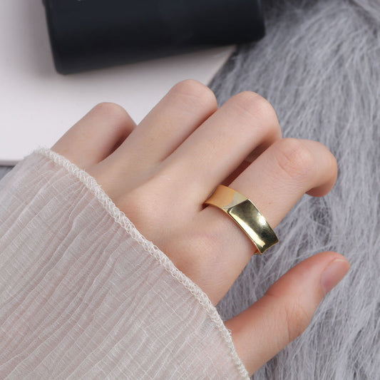 Geometric Square Ring Adjustable Opening Copper Fashion Jewelry Gold Finish Or Platinum Gold Finish Rings Ring