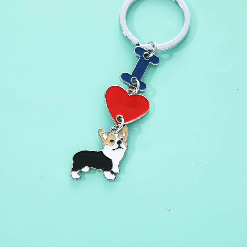 Durable Metal Dog Pendant Keychain For Women And Men Dog Lover Gift Purse Charm Bag Decoration Keyring Stylish