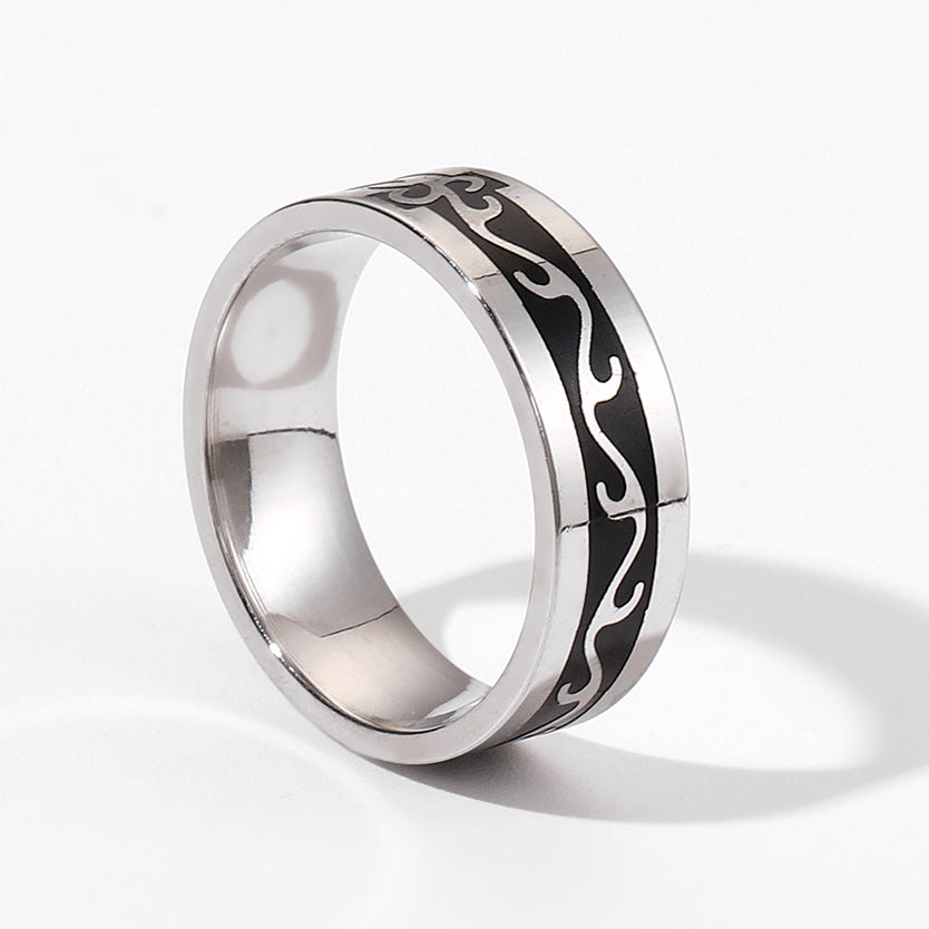 Geometric Titanium Ring Unisex Electroplated Band Jewelry