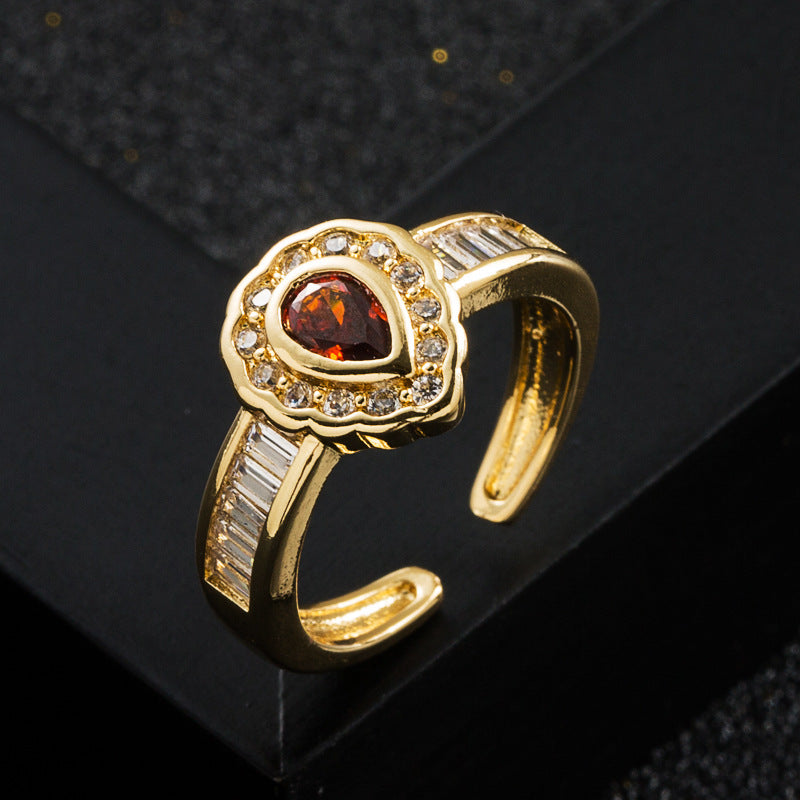 Women's 18K Gold Plated Drop Ring With Micropaved Zircon Copper Base European American Fashion Jewelry For Her