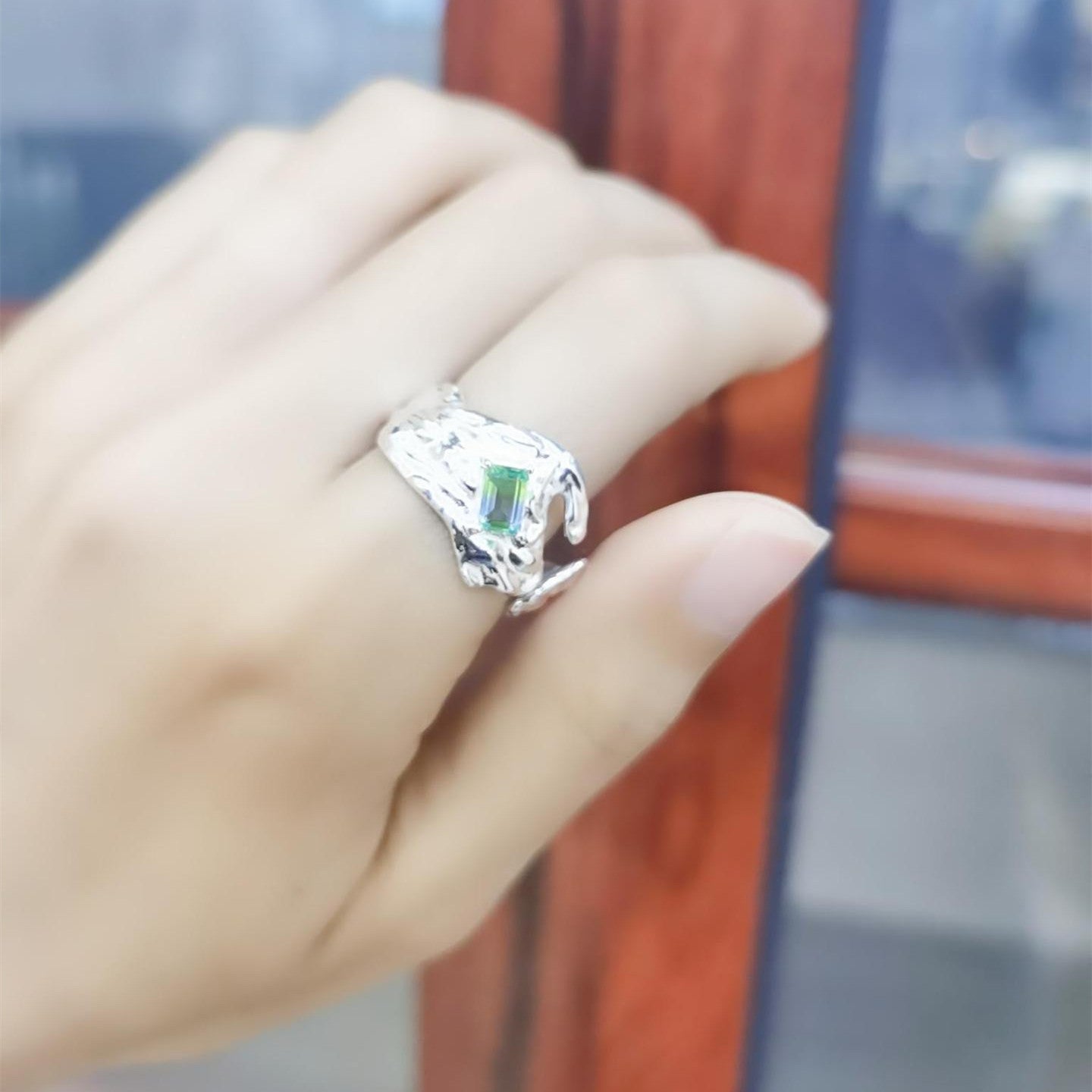 Geometric Zircon Ring For Women Copper Plated Irregular Design Simple Elegant Fashion Ring Jewelry Accessory Daily Wear