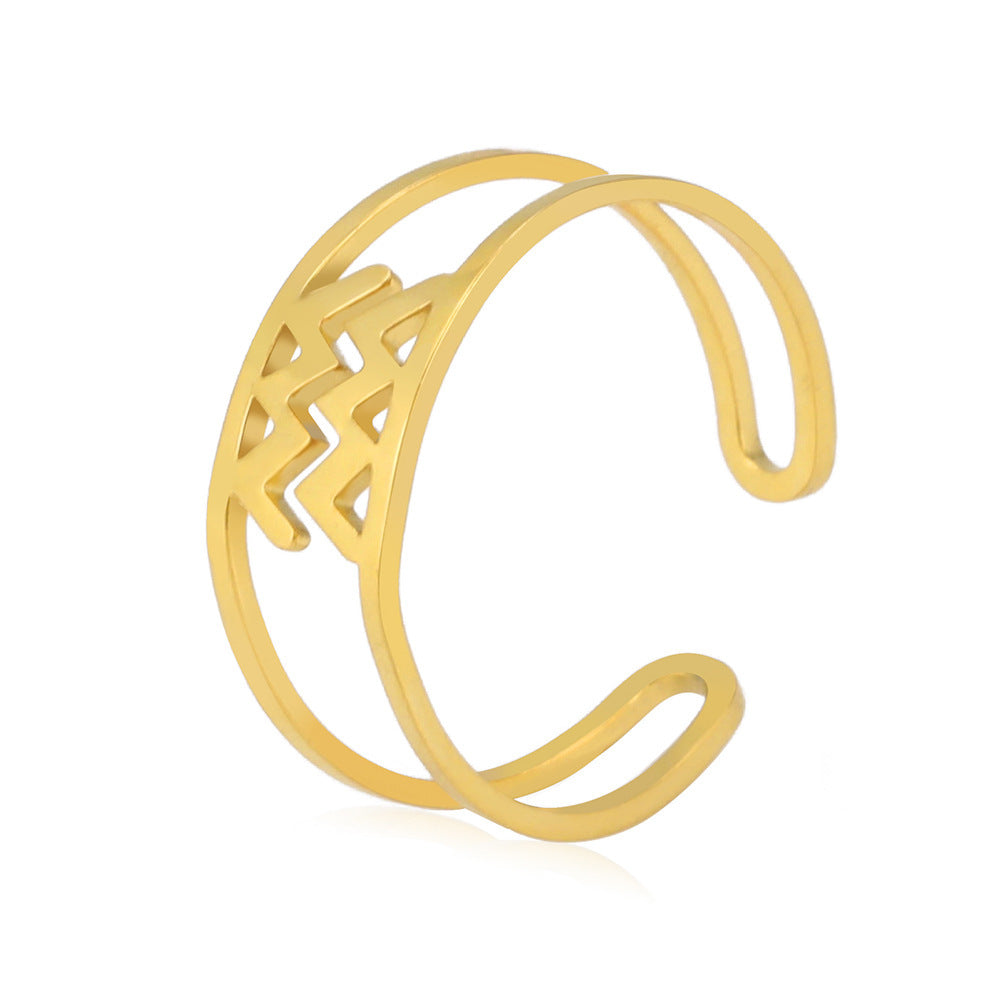 Unisex Titanium Steel Ring Electroplated Stainless Steel Constellation Zodiac Sign Ring Natural Design For Men And Women