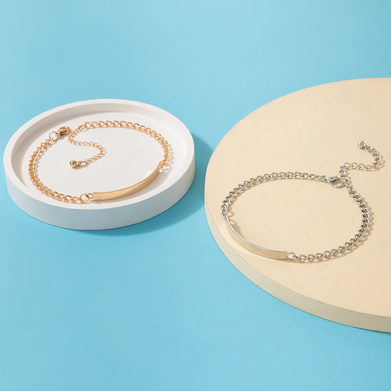 Double Layer Chain Bracelets Set for Women Geometric Couple Jewelry Alloy Metal Fashion Gift Two Piece Elegant Design