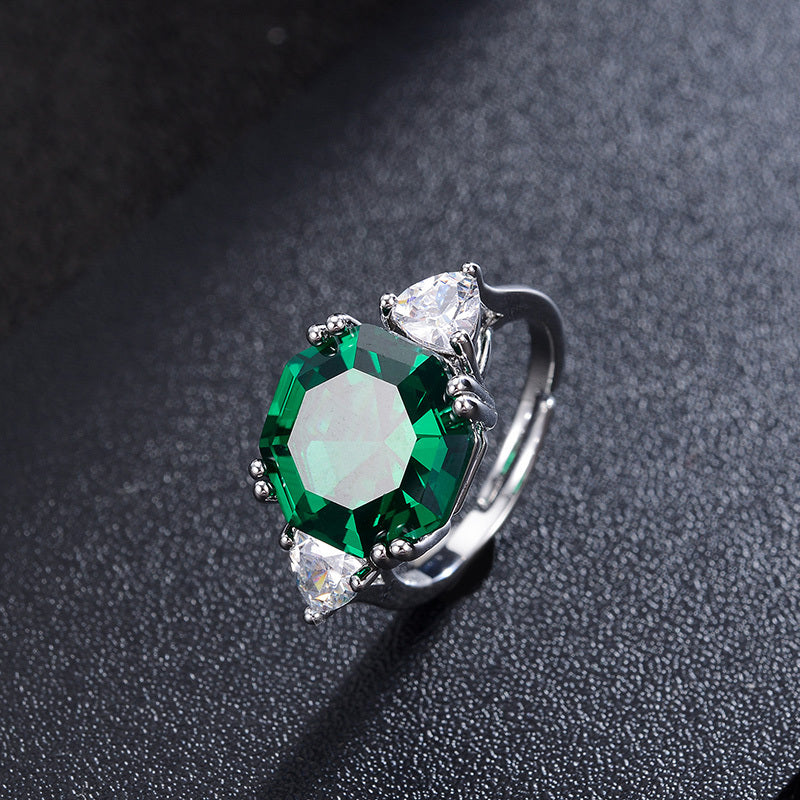 Womens Vintage Green Diamond Ring Copper Alloy Gemstone Statement Jewelry For Special Occasion For Every Style