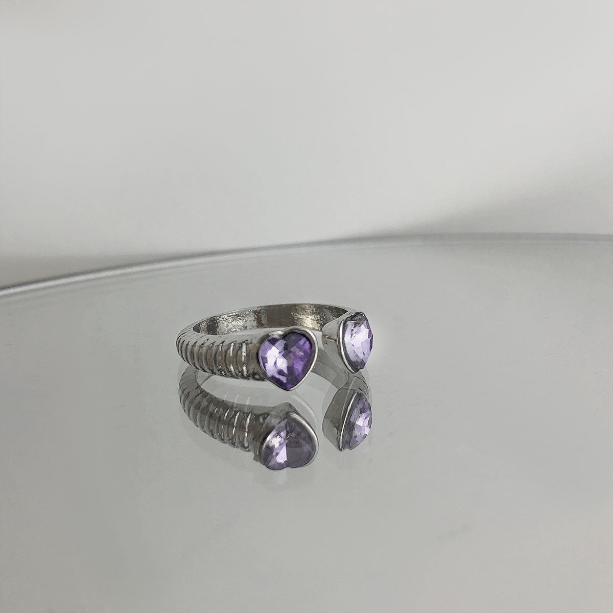 Womens Adjustable Alloy Ring Geometric Irregular Flower and Heart Shapes with Artificial Gemstone Inlay Fashion Jewelry