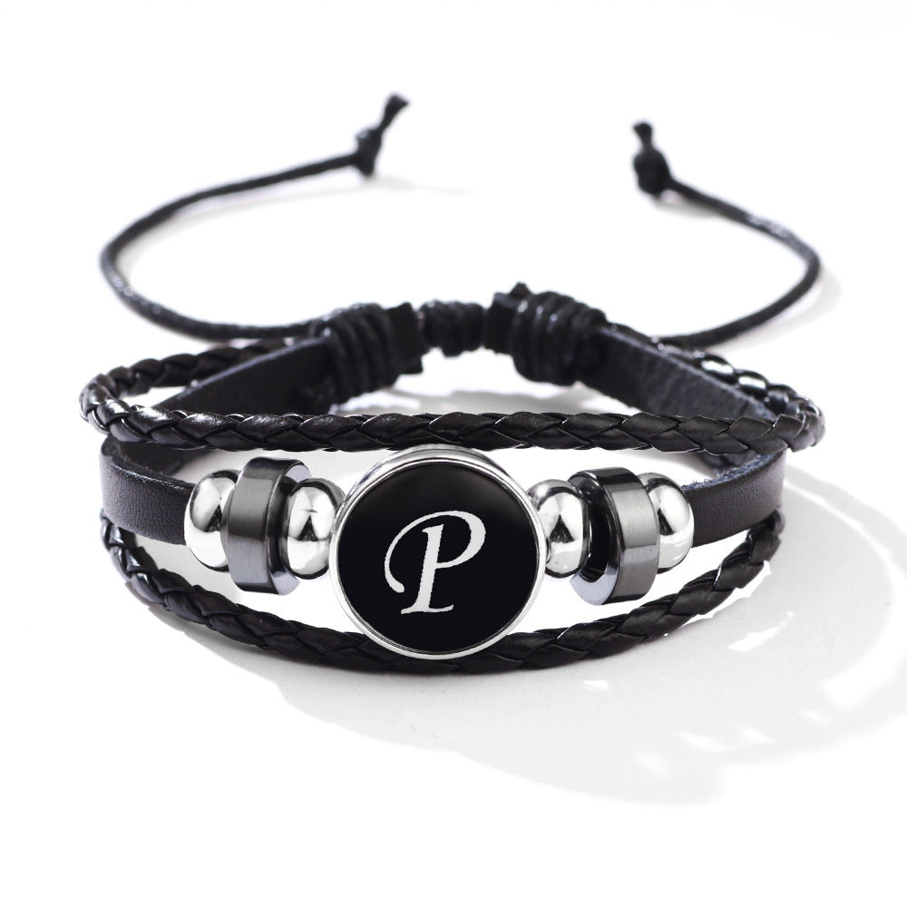 Womens Leather Bracelet With Initials Charm Adjustable Extension Classic Jewelry For Women And Girls For Women