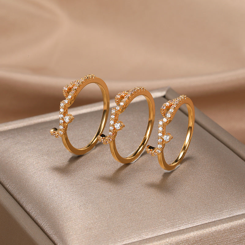 Gold Zircon Inlaid Letter Ring for Women Romantic Love Declaration Wedding Jewelry Gift Sizes 7 8 9 Gift For Her