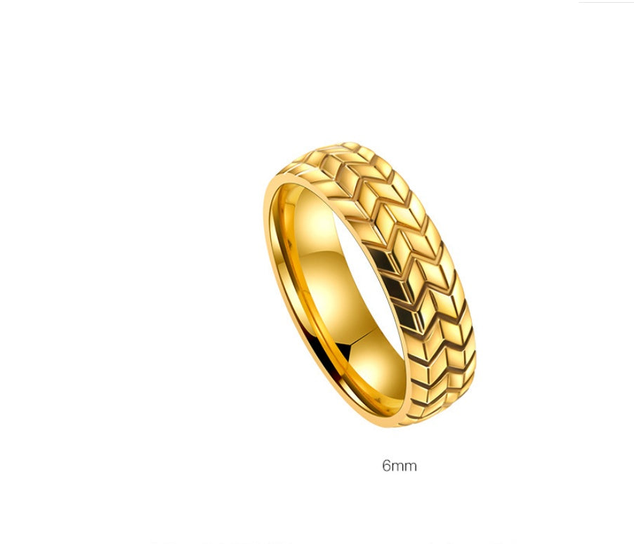 Personalized Titanium Steel Mens Ring Gold Tone Korean Style Electroplated Fashion Accessory Size 07 08 Gift Now