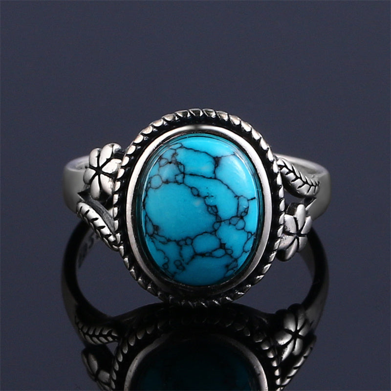 Womens Fashion Ring Vintage Inspired Copper Ring Aquamarine Tiger Eye Turquoise Geometric Egg Everyday Wear And Style