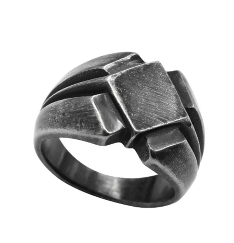 Mens Vintage Punk Finger Ring Geometric Alloy Jewelry Accessory Durable Fashionable Daily Wear Versatile Style Chic