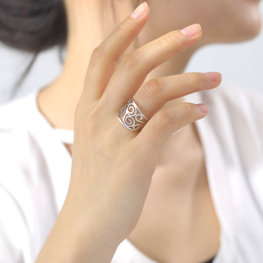 Stainless Steel Ring Medium Wide Band With Two Narrow Accents Electroplated Fashion Ring Durable And Stylish Everyday