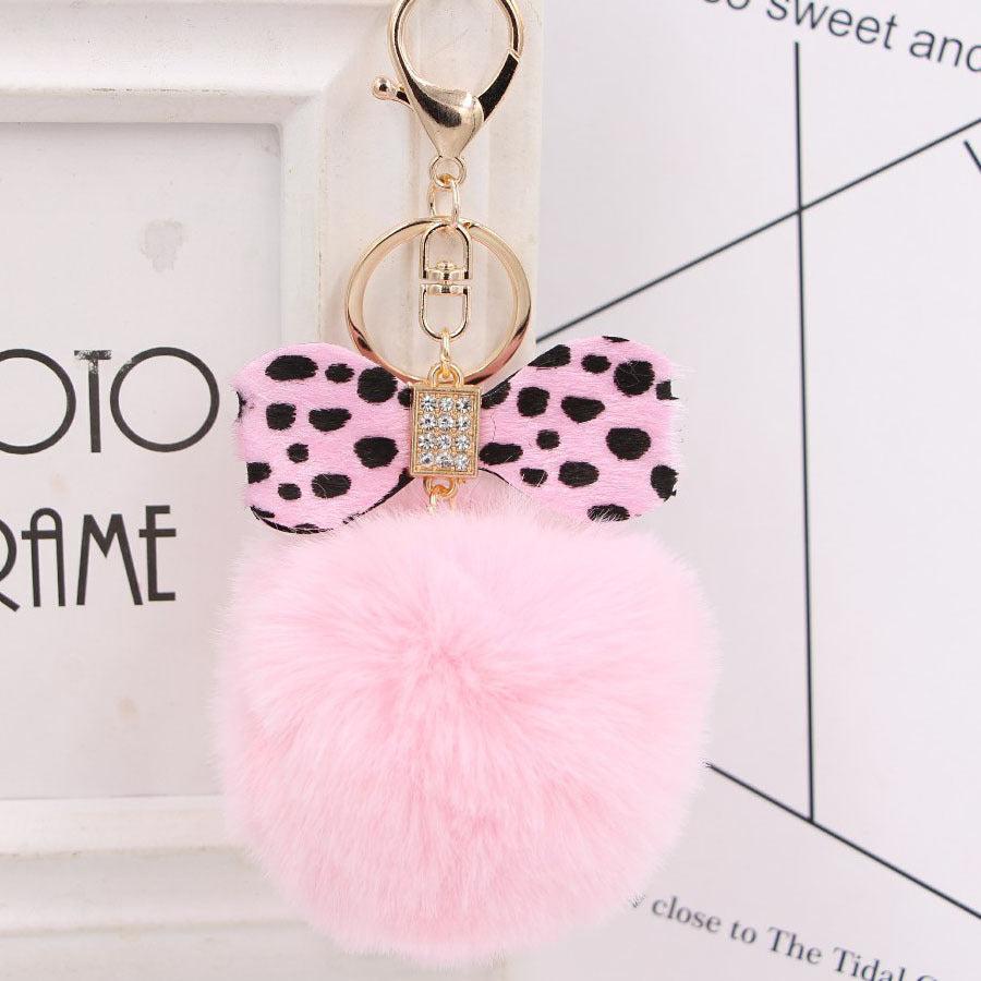 Fur Ball Leopard Keychain Fluffy Pom Pom Pendant For Backpacks Purses Bags Rabbit Hair Cute Gift Idea For All Ages