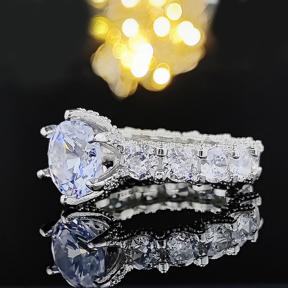 Womens Diamond Copper Zircon Ring Set For Fashion Jewelry White Metal Accessory Elegant Modern Gift Ready Glow