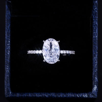 Womens Electroplated Alloy Zircon Engagement Ring European Fashion Style High Quality Metal Ring For Women New