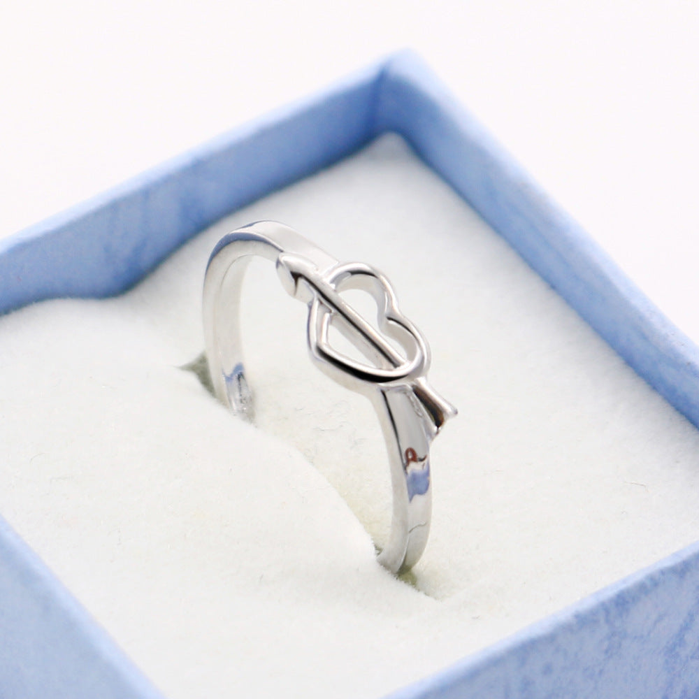 Womens Ring Shape Cupid Arrow Design Plated Platinum Durable Fashion Jewelry Gift Bohemian Geometric Accessory
