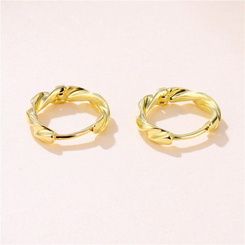 Geometric Copper Earrings For Women Round Twisted Design Plated Jewelry Fashionable Gold Silver For Everyday Wear