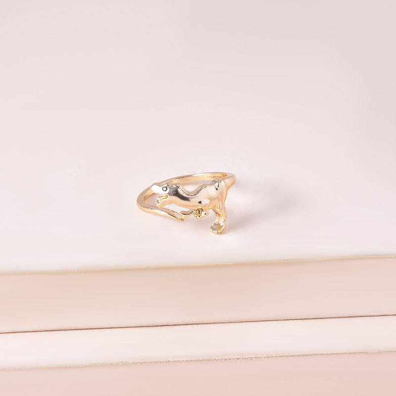 Womens Adjustable Animal Ring Open Design Copper Electroplated Cute Animal Ring Festival Gift For Animal Lovers