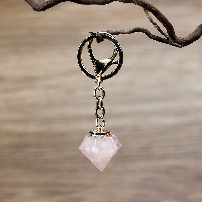 Crystal Gravel Resin Keychain Pendant Modern Design With Tapered Point Handcrafted Natural Stone Accessory Kit