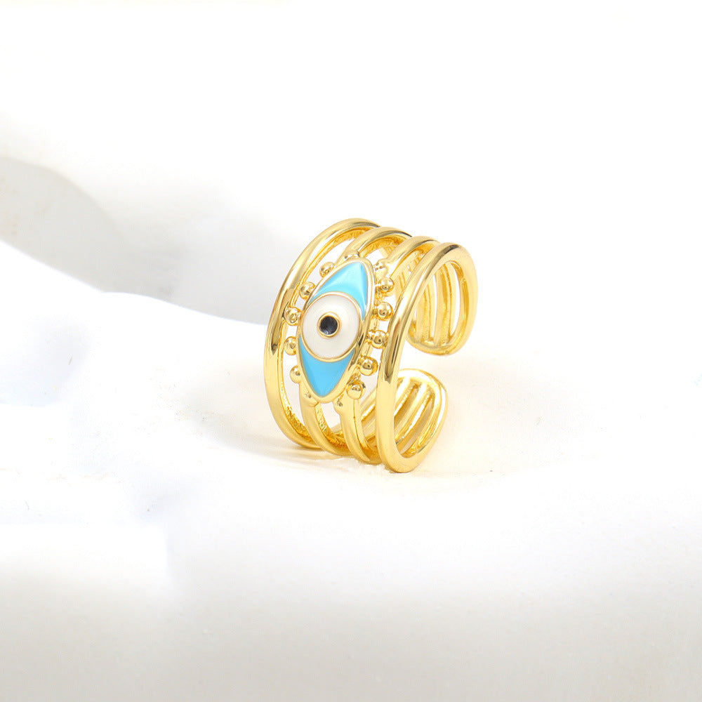 Geometric Copper Ring Adjustable Opening Fashion Ring For Men And Women Hip Hop Style Electroplated And Trendy