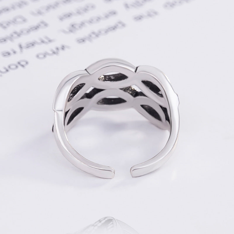 Unisex Geometric Ring Adjustable Opening Nepali Style Thai Silver Retro Punk Ring For Men And Women Gift Ideas