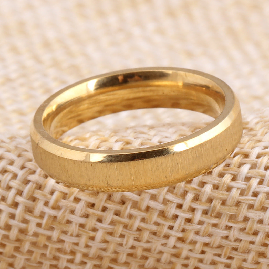 Geometric Gold Tone Stainless Steel Ring Frosted Women