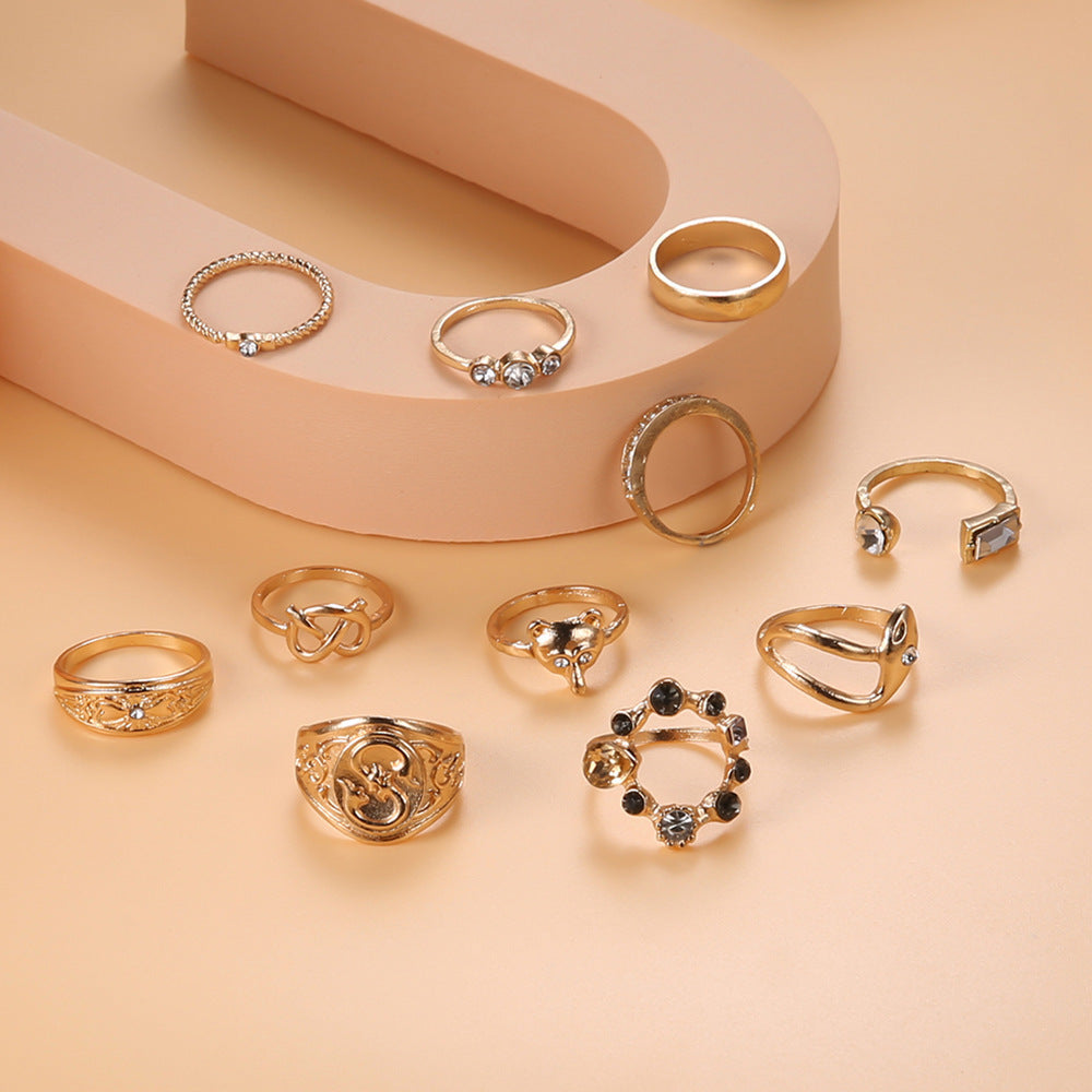 Fox Animal Ring With Rhinestone Inlay Serpentine Alloy