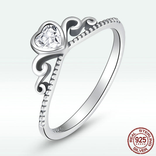 Heart Shaped Ring for Women Geometric Silver Electroplated Modern Design Elegant Heart Ring Electroplated Finish