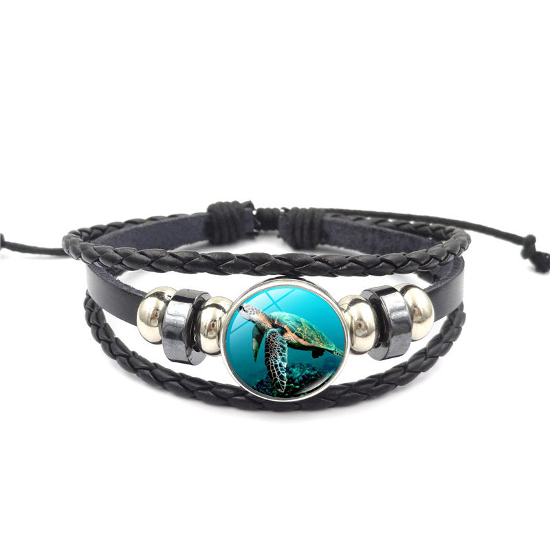Unisex Woven Leather Bracelet Ocean Style Multi Layer Zodiac Ornament Fashion Jewelry Handmade Accessory Everyday Wear