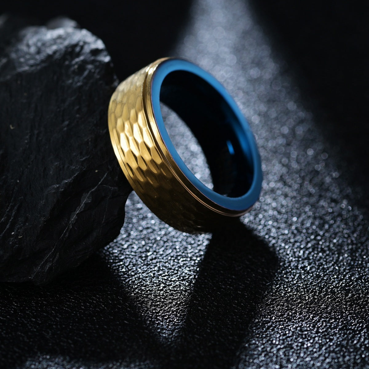 Hammer Pattern European And American Men's Tungsten Steel Ring