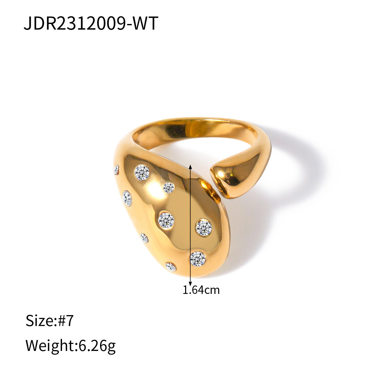 Geometric Color Diamond Ring In Gold Stainless Steel For Women And Girls Elegant Jewelry Exquisite Jewelry Set