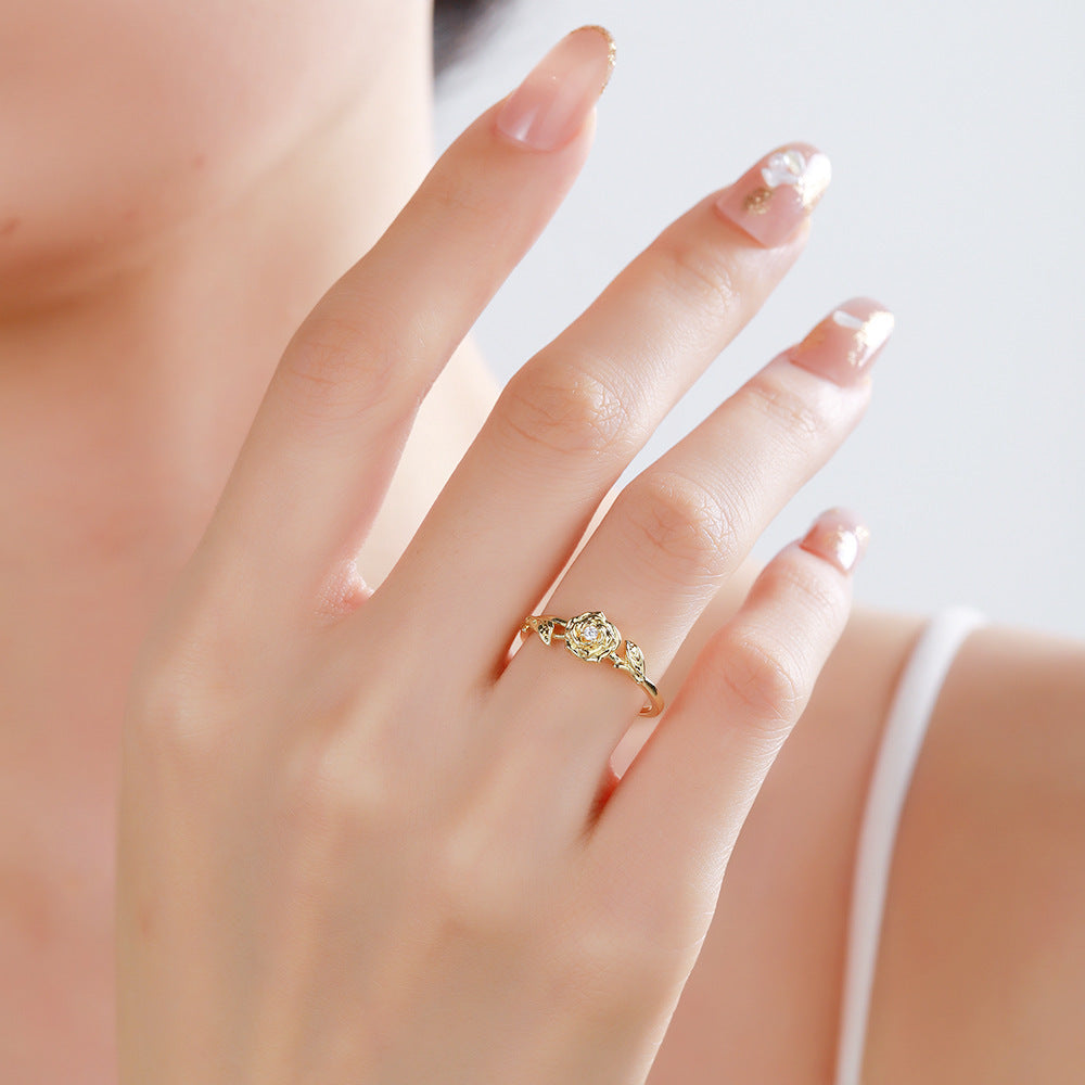 Womens Adjustable Copper Ring Birth Month Flower Design January February March April May June July August Glow