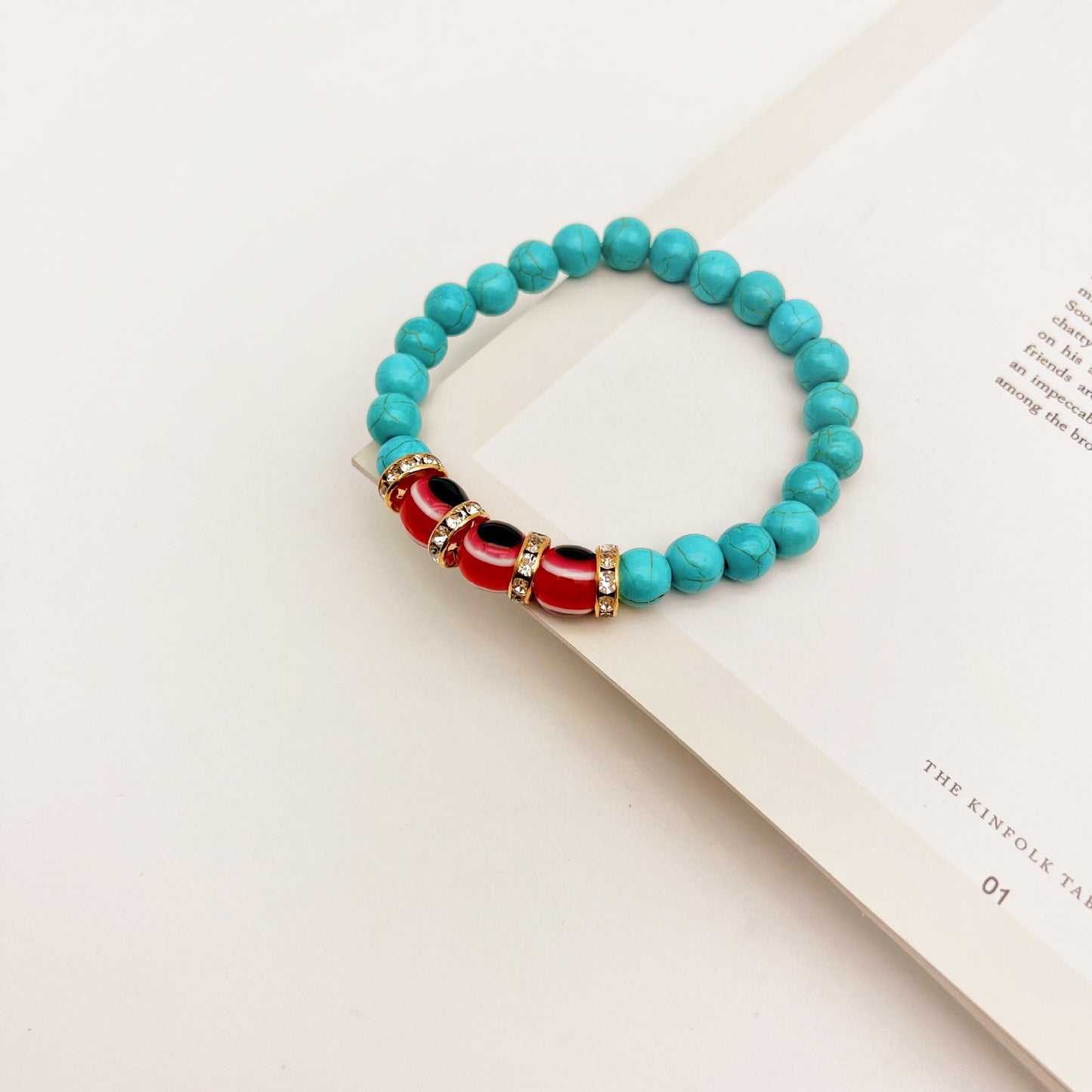 Turquoise Beaded Bracelet 8mm Jewelry Lovely Gift For Her