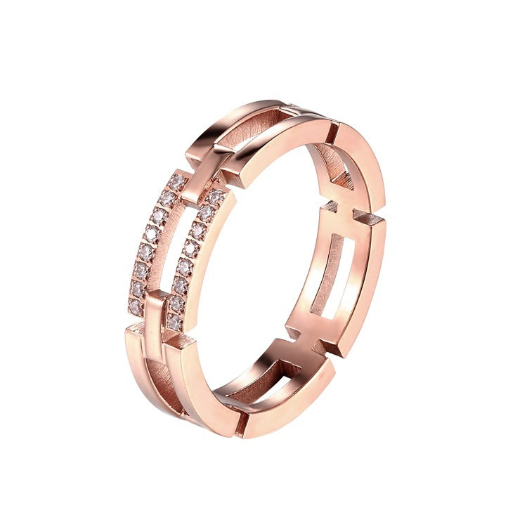 Unisex Titanium Steel Ring Rose Gold Finish Fashion Ring For Women And Men Gold Ring Everyday Wear Upgrade Now