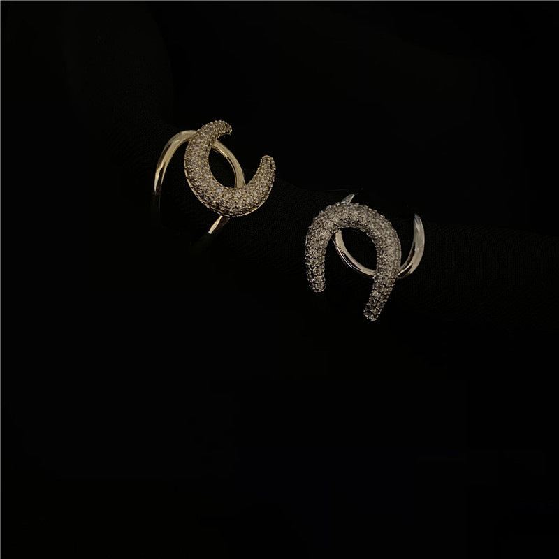 Geometric Alloy Ring With Micro Studded Simulated Diamonds Sparkling Fashion Jewelry Gift Daily Wear Accessory