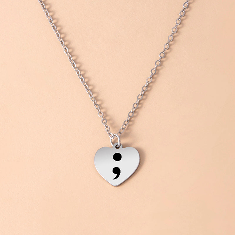 Womens Heart Pendant Necklace Stainless Steel Silver Tone Fashion Jewelry Heart Charm With O Chain Length 42cm