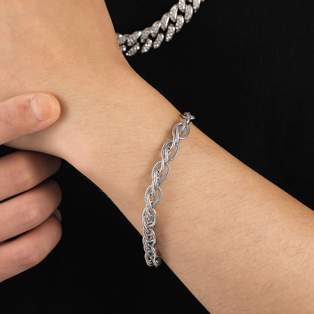 Unisex Stainless Steel Wavy Bracelet Twist Design Wristband Bangle Jewelry For Men Durable Gear For Daily Uses