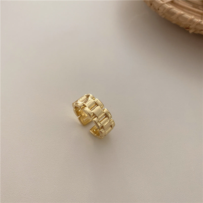 Womens Pearl Cross Ring Adjustable Gold Plated Copper Vintage Fashion Jewelry Quality Durable Versatile Vintage