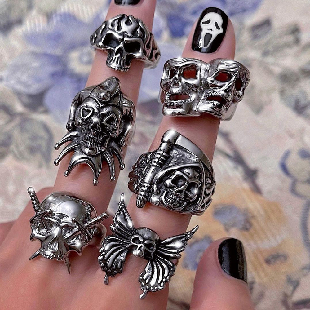 Unisex Alloy Rings With Unique Designs Poker Ring Teddy Bear Ring Bunny Ring Clown Ring Spider Ring And More Fun Styles
